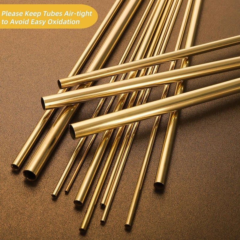 Eorbow 18 Pack 9 Sizes Brass Round Tube Set, Seamless Straight Brass Pipes, High Strength Metal Tubing for Model Hobby, 2mm 2.5mm 3mm 3.5mm 4mm 5mm 6mm 8mm 9mm OD x 0.5mm Wall Thickness 300mm Length - Image 5